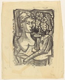 Title: b'Woman with guitar' | Date: 1950s-60s | Technique: b'lithograph, printed in black ink, from one stone'