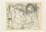 Artist: b'BOYD, Arthur' | Title: b'Seated lion and potter.' | Date: (1968-69) | Technique: b'etching, printed in black ink, from one plate' | Copyright: b'Reproduced with permission of Bundanon Trust'