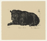 Artist: AMOR, Rick | Title: Black bull. | Date: 1998 | Technique: woodcut, printed in black ink, from one block