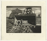 Artist: b'Gittoes, George.' | Title: b'Front end loader' | Date: 1991 | Technique: b'etching, printed in black ink, from one plate'