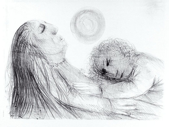 Artist: b'BOYD, Arthur' | Title: b'Sleeping Juliet.' | Date: 1960-70 | Technique: b'lithograph, printed in black ink, from one stone [or plate]' | Copyright: b'Reproduced with permission of Bundanon Trust'