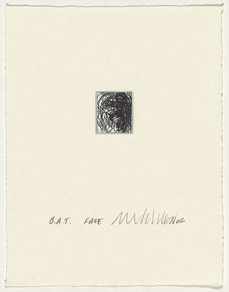 Artist: b'Cullen, Adam.' | Title: b'Face' | Date: 2002 | Technique: b'etching, printed in blue/black ink, from one plate'