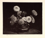 Artist: LINDSAY, Lionel | Title: Zinnias | Date: 1924 | Technique: wood-engraving, printed in black ink, from one block | Copyright: Courtesy of the National Library of Australia