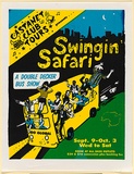 Artist: Kenyon, Therese. | Title: Castanet Club Tours presents ... Swingin' Safari (a double decker bus show). | Date: 1987 | Technique: screenprint, printed in colour, from three stencils