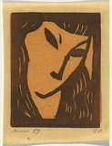 Artist: Bell, George.. | Title: (Girl's face). | Technique: linocut, printed in colour, from multiple blocks