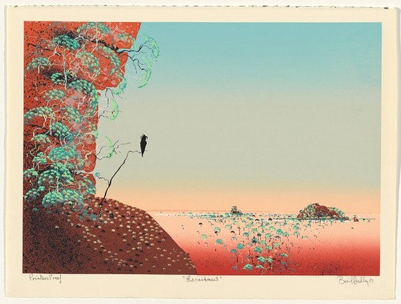 Artist: b'Hadley, Basil.' | Title: b'Escarpment.' | Date: 1989 | Technique: b'screenprint, printed in colour, from seven stencils'