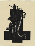 Artist: b'Thake, Eric.' | Title: b'Crucifixion.' | Date: 1936 | Technique: b'linocut, printed in black ink, from one block'