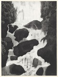 Artist: b'EWINS, Rod' | Title: b'Small Akaka Falls.' | Date: 1990 July | Technique: b'spraycan aquatint, printed in black ink, from one steel plate'