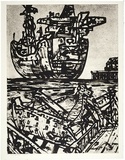 Artist: b'Senbergs, Jan.' | Title: b'The Port Liardet limner. [a]' | Date: 1992 | Technique: b'etching, printed in black ink, from four copper plates' | Copyright: b'\xc2\xa9 Jan Senbergs'