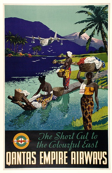 Artist: b'Weston, Harry.' | Title: b'The short cut to the colourful East, Qantas Empire Airways' | Date: c.1938 | Technique: b'lithograph, printed in colour, from multiple stones [or plates]'