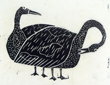 Artist: b'Artist unknown' | Title: b'Two ducks' | Date: 1970s | Technique: b'woodcut, printed in black ink, from one block'