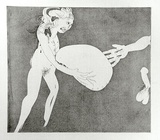 Artist: b'BOYD, Arthur' | Title: b'Myrrhine and Kinesias Myrrhine: Here is a matress now.' | Date: (1970) | Technique: b'etching and aquatint, printed in black ink, from one plate' | Copyright: b'Reproduced with permission of Bundanon Trust'