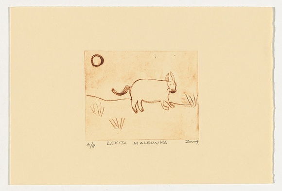 Artist: b'Malbunka, Lekita.' | Title: b'not titled [cow]' | Date: 2004 | Technique: b'drypoint etching, printed in brown ink, from one perspex plate'