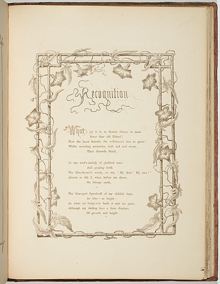 Artist: Meredith, Louisa Anne. | Title: Recognition [title page] | Date: 1860 | Technique: lithograph, printed in brown ink, from one stone