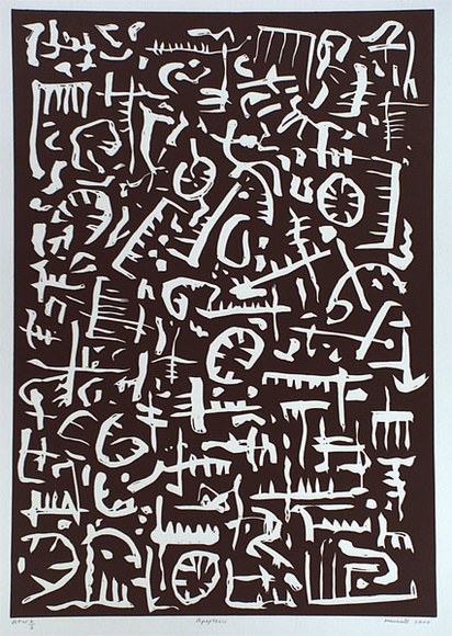 Artist: b'Marshall, John.' | Title: b'Apoptosis' | Date: 2000 | Technique: b'linocut, printed in black ink, from one block'