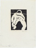 Artist: MADDOCK, Bea | Title: Crawling figure | Date: July 1964 | Technique: woodcut, printed in black ink by hand-burnishing, from one pine block