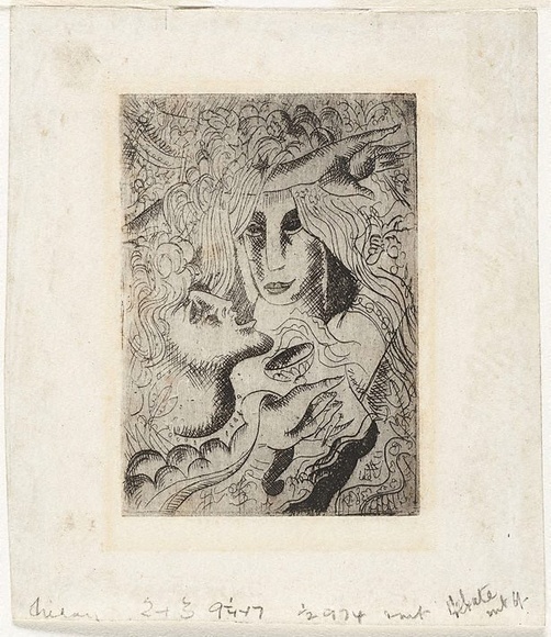 Artist: Lymburner, Francis. | Title: not titled [Couple, one raising wine glass]. | Date: 1940 (about)