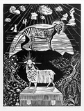 Artist: Beaukenkamp, Frieda. | Title: The adoration of the Thylacine. | Date: 1992 | Technique: linocut, printed in black ink, from one block