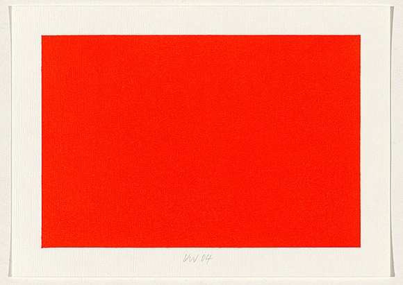 Title: b'not titled [fluro red-orange]' | Date: 2004 | Technique: b'screenprint, printed in acrylic paint, from one stencil'