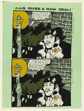 Artist: b'MACKINOLTY, Chips' | Title: b'A.U.S. gives a raw deal! [Australian Union of Students legalization of grass campaign]' | Date: 1974 | Technique: b'screenprint, printed in colour, from two stencils'