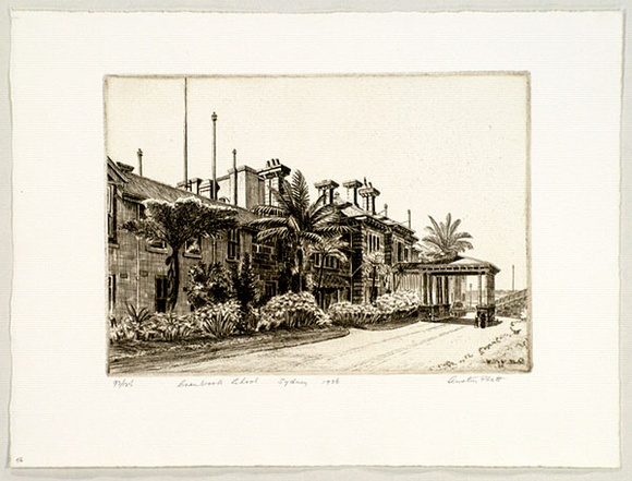Artist: b'PLATT, Austin' | Title: b'Cranbrook School, Sydney' | Date: 1936 | Technique: b'etching, printed in black ink, from one plate'