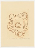 Artist: TJAMPITJINPA WAMAAR, Pegleg | Title: Tingari at Yumari #2 | Date: 2004 | Technique: drypoint etching, printed in brown ink, from one perspex plate