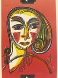 Artist: b'David, Allen.' | Title: b'Head.' | Date: 1954 | Technique: b'linocut, printed in colour, from four blocks'