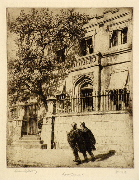 Artist: b'LINDSAY, Lionel' | Title: b'The Law Courts' | Date: 1922 | Technique: b'etching and aquatint, printed in brown ink, from one plate' | Copyright: b'Courtesy of the National Library of Australia'