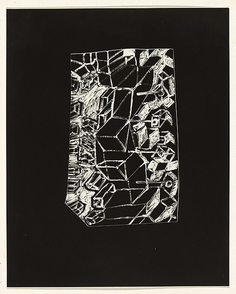 Title: b'not titled [abstract composition 4: squares grouped horizontally]' | Date: c.1993 | Technique: b'clich\xc3\xa9-verre, printed in black, from hand-drawn negative'