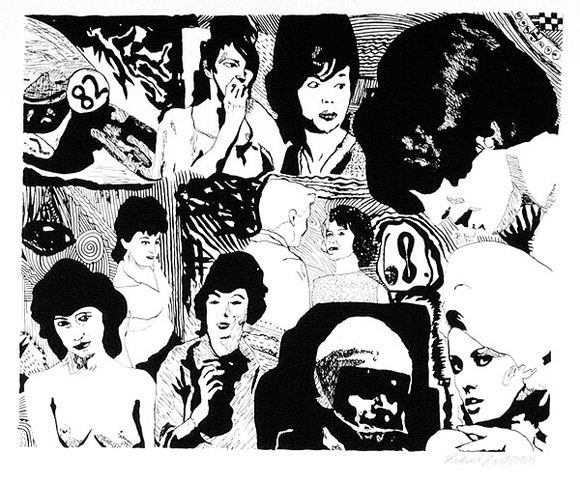 Artist: b'Larter, Richard.' | Title: b'no title (Portraits of women)' | Date: 1968 | Technique: b'screenprint, printed in black ink, from one stencil'