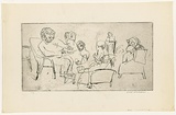 Artist: WILLIAMS, Fred | Title: Visitors at Upwey | Date: 1965-66 | Technique: etching, drypoint, printed in black ink, from one copper plate | Copyright: © Fred Williams Estate