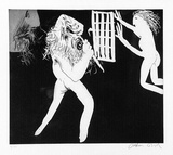 Artist: b'BOYD, Arthur' | Title: b'Magistrate enters.' | Date: (1970) | Technique: b'etching and aquatint, printed in black ink, from one plate'