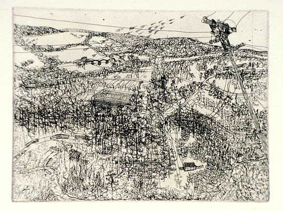 Artist: b'Rooney, Elizabeth.' | Title: b'(Countryside, Berrima)' | Date: 1974-1975 | Technique: b'etching, printed in black ink, from one  copper plate'