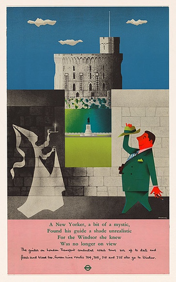 Artist: b'Bainbridge, John.' | Title: b'Poster: (London Transport coach tours to Windsor Castle).' | Date: (1958) | Technique: b'photo-lithograph'