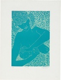 Artist: b'WALKER, Murray' | Title: b'Bathing.' | Date: 1982 | Technique: b'linocut, printed in colour, from two blocks'