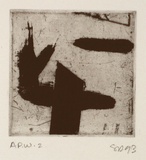 Artist: b'Danaher, Suzanne.' | Title: b'not titled [abstract forms - cross and stroke]' | Date: 1993 | Technique: b'etching, printed in black ink, from one plate'