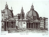 Artist: b'Dickson, Clive.' | Title: b'Piazza del popolo' | Date: 2000, September | Technique: b'etching and aquatint, printed in black ink, from one plate'