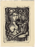 Title: Woman with guitar | Date: 1950s-60s | Technique: lithograph, printed in black ink, from one stone