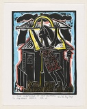 Artist: Sibley, Andrew. | Title: The madonna of the rotary clothes hoist no. 2 | Date: 1999 | Technique: linocut, printed in black ink, from one block; hand-coloured
