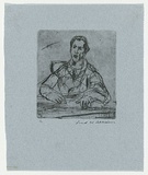 Artist: b'WILLIAMS, Fred' | Title: b'Italian man' | Date: 1955-56 | Technique: b'etching, engraving and drypoint, printed in black ink, from one copper plate' | Copyright: b'\xc2\xa9 Fred Williams Estate'