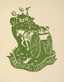 Artist: b'OGILVIE, Helen' | Title: b'Greeting card: Christmas' | Technique: b'linocut, printed in green ink, from one block'