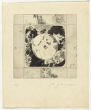 Artist: b'SELLBACH, Udo' | Title: b'(Dancing figure in circle)' | Date: 1960s | Technique: b'etching and aquatint printed in black ink, from one plate'