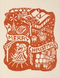 Artist: OGILVIE, Helen | Title: Greeting card: Christmas | Technique: linocut, printed in orange ink, from one block