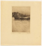 Artist: b'Menpes, Mortimer.' | Title: b'Barges' | Technique: b'etching, printed in black ink, from one plate'