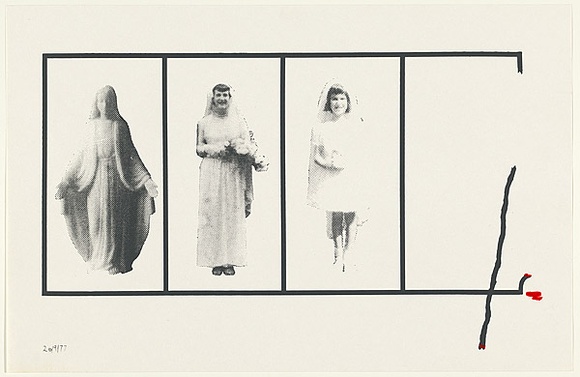 Artist: b'Urbanick, Louise.' | Title: b'Untitle (Rectangles containing figures of women)' | Date: 1977 | Technique: b'screenprint, printed in colour, from multiple stencils'