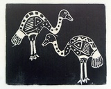 Artist: Artist unknown | Title: Two birds | Date: 1970s | Technique: woodcut, printed in black ink, from one block