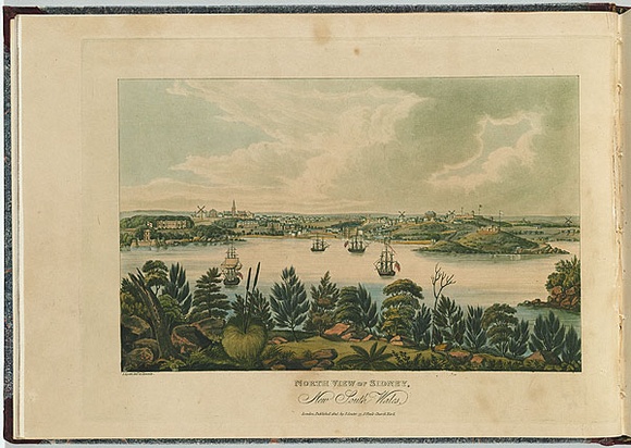 Artist: b'Lycett, Joseph.' | Title: b'North view of Sydney, New South Wales.' | Date: 1825 | Technique: b'aquatint, etching, roulette, hand-coloured'