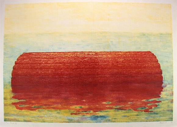 Artist: Maguire, Tim. | Title: not titled [red horizontal column] | Date: 1987 | Technique: lithograph, printed in colour, from four stones | Copyright: © Tim Maguire