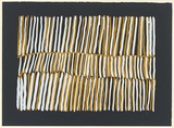 Artist: b'WARLAPINNI, Freda' | Title: b'Jilamarra - three layers of vertical stripes - white over yellow ochre' | Date: 1998, 2 February | Technique: b'screenprint, printed in colour, from multiple stencils'