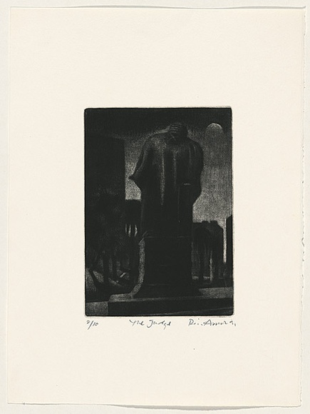 Artist: b'AMOR, Rick' | Title: b'The judge.' | Date: 1991 | Technique: b'mezzotint, printed in black ink, from one copper plate'